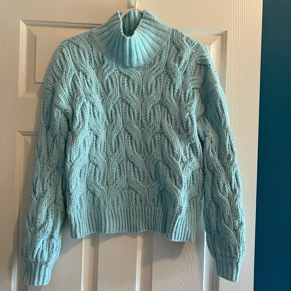 Light blue turtle neck cropped sweater